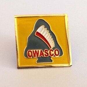 OWASCO DISTRICT Yellow Enamel Pin Wide Lettering Boy Scouts